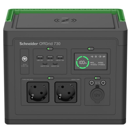 SCHNEIDER OFFGRID PORTABLE POWER STATION 730, 738WH LITHIUM-ION, 2 SCHUKO, SINEWAVE