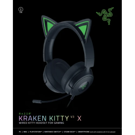 AURICULARES RAZER KRAKEN KITTY V3 X BLACK (RZ04-05350200-R3M1)
