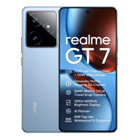 realme GT 7 17,2 cm (6.78″) SIM doble Android 15 5G USB Tipo C 12 GB 512 GB 7000 mAh Azul