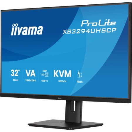 MONITOR IIYAMA, 32 PULGADAS, VA 4K BASE USB-C (95W), CONMUTADOR KVM, PUERTO LAN, COMPATIBILIDAD PIP/PBP