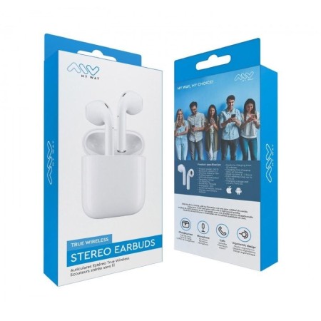 Auriculares Bluetooth Myway Wireless Touch MWHPH0030 con estuche de carga/ Autonomía 3h/ Blancos