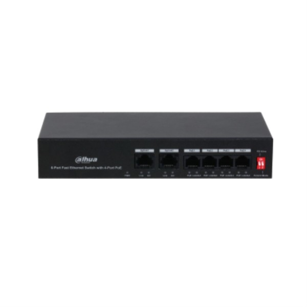 Switch dahua dh - pfs3006 - 4et - 36 4 puertos fast ethernet 2 puertos enlace subida