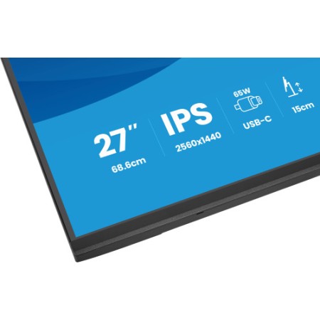 MONITOR IIYAMA, 27″, IPS, 4-SIDE SLIM BEZEL 2560X1440 75HZ