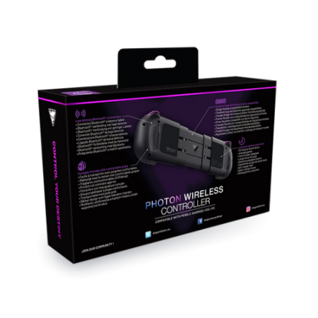Dragonshock Photon Negro Bluetooth/USB Gamepad Analógico/Digital Android, PC, iOS