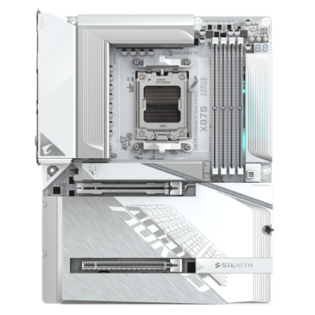 GIGABYTE X870 AORUS STEALTH ICE Placa Base – Compatible con procesadores AMD Ryzen 9000, VRM digital de 16+2+2 fases, hasta 8200
