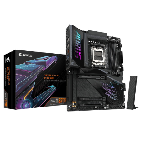 GIGABYTE X870E AORUS PRO X3D Placa Base - Compatible con procesadores AMD Ryzen 9000, VRM digital de 18+2+2 fases, hasta 9000MHz