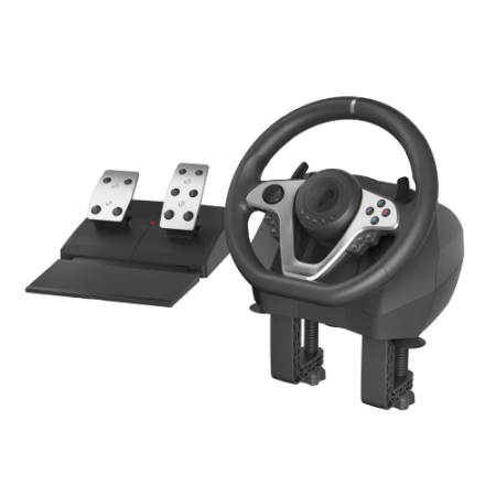 GENESIS Seaborg 400 Negro, Plata USB Volante + Pedales Nintendo Switch, PC, PlayStation 4, Playstation 3, Xbox 360, Xbox One, Xb