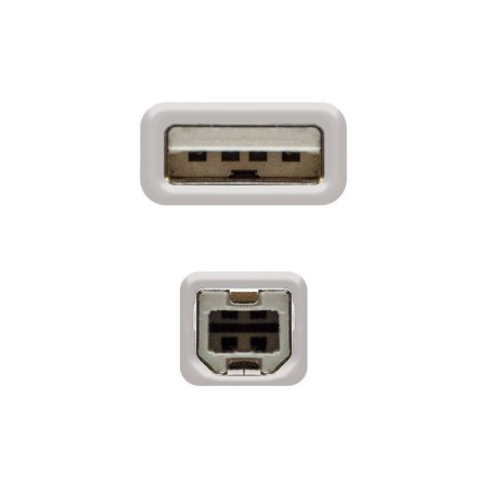 Cable USB 2.0 Impresora Nanocable 10.01.0104/ USB Tipo-B Macho - USB Macho/ 3m/ Beige