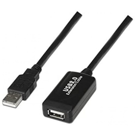 Cable Alargador USB 2.0 Nanocable 10.01.0213/ USB Macho - USB Hembra/ 15m/ Negro