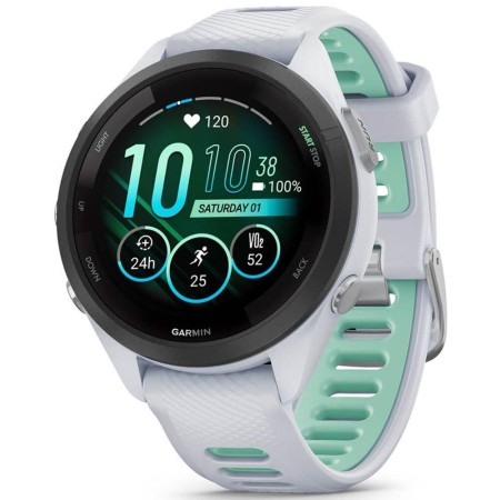 Garmin forerunner 265s 42mm bisel negro con carcasa en blanco y correa de silicona en blanco - verde