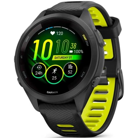 Garmin forerunner 265s 42mm bisel y carcasa en negro con correa de silicona en negro - amarillo
