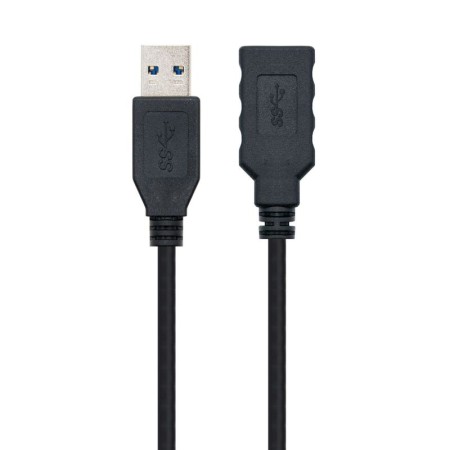 Cable Alargador USB 3.0 Nanocable 10.01.0901-BK/ USB Macho - USB Hembra/ 1m/ Negro