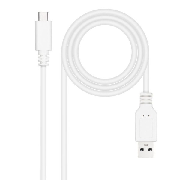 Cable USB 2.0 Nanocable 10.01.2101-W/ USB Tipo-C Macho - USB Macho/ 1m/ Blanco