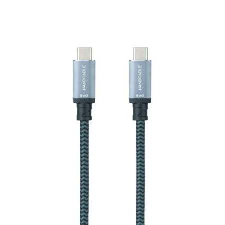 Cable USB 3.1 Tipo-C Nanocable 10.01.4101-L150-COMB/ USB Tipo-C Macho - USB Tipo-C Macho/ Hasta 100W/ 20Gbps/ 1.5m/ Gris y Negro