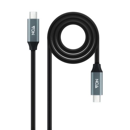 Cable USB 3.2 Tipo-C Nanocable 10.01.4301-L150/ USB Tipo-C Macho - USB Tipo-C Macho/ 1.5m/ Gris y Negro