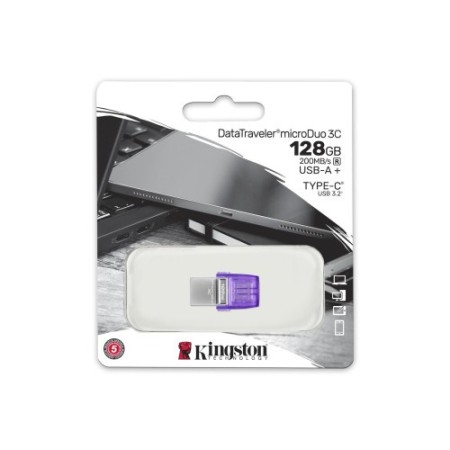 Kingston Technology DataTraveler microDuo 3C unidad flash USB 128 GB USB Type-A / USB Type-C 3.2 Gen 1 (3.1 Gen 1) Acero inoxida