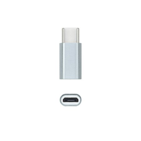 Nanocable Adaptador USB-C a Micro USB, USB-C/M-Micro B/H, Aluminio, Gris