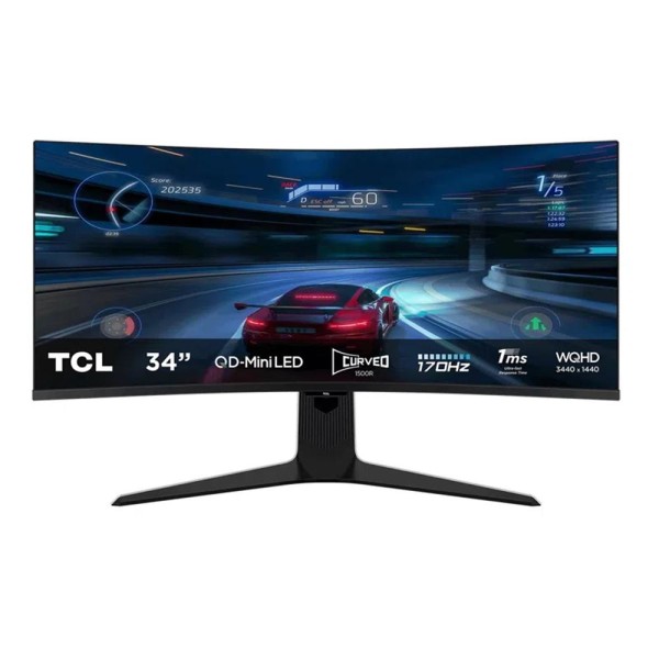 Monitor miniled gaming tcl 34 pulgadas 34r83q curvo -  va -  uwqhd -  dp -  hdmi -  170hz -  1ms