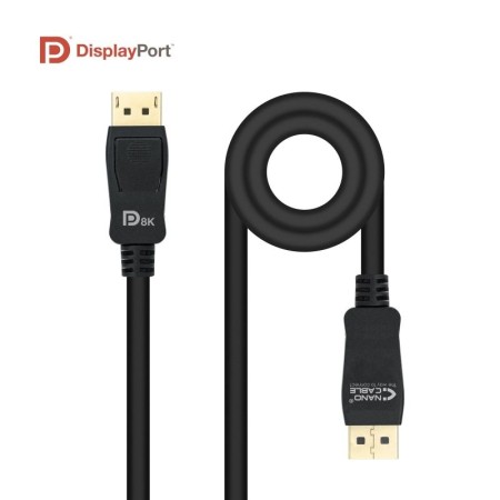 Cable DisplayPort 1.4 8K Nanocable 10.15.2502/ DisplayPort Macho - DisplayPort Macho/ 2m/ Certificado/ Negro