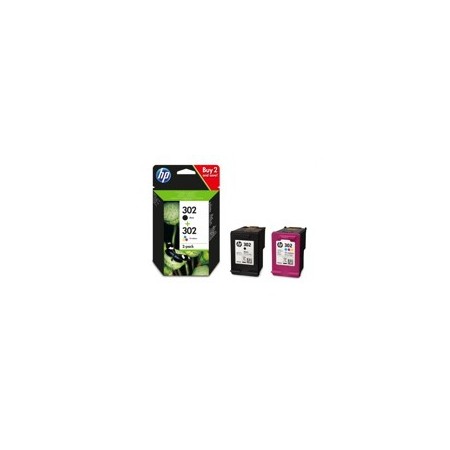 Multipack hp x4d37ae nº302 negro y tricolor f6u65ae - f6u66ae
