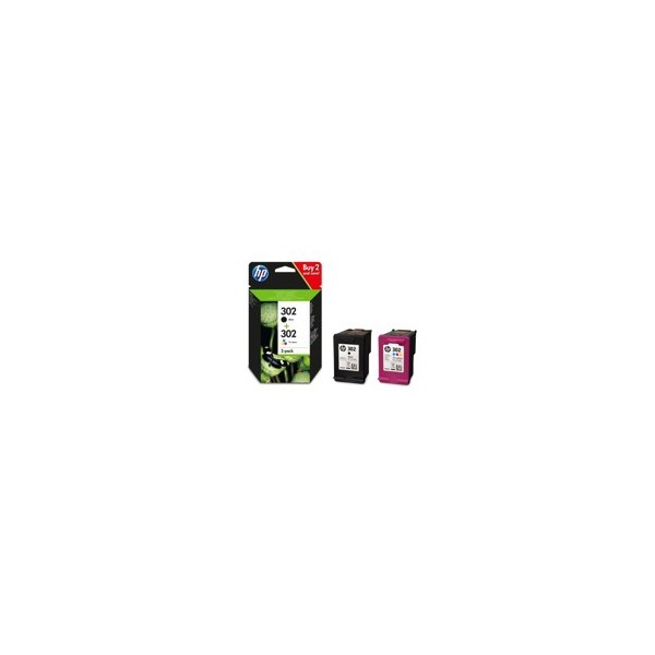 Multipack hp x4d37ae nº302 negro y tricolor f6u65ae - f6u66ae