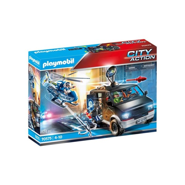 Playmobil ciudad helicoptero de policia persecucion del vehiculo huido