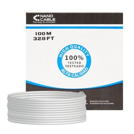 Bobina de Cable RJ45 UTP Nanocable 10.20.0302-FLEX Cat.5e/ 100m/ Gris