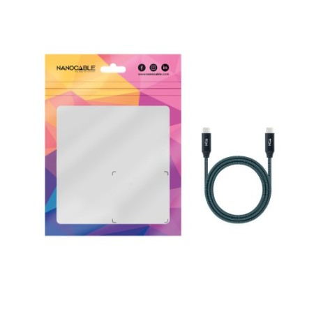 Nanocable Cable USB 3.2 Gen2x2 20Gbps 5A/100W 4K/60Hz USB-C/M-USB-C/M, Gris/Negro, 2 m