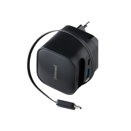 Cargador de pared intenso 65w gan w65acic retractil negro