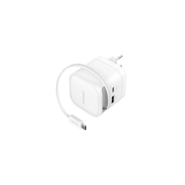 Cargador de pared intenso 65w gan w65acic retractil blanco
