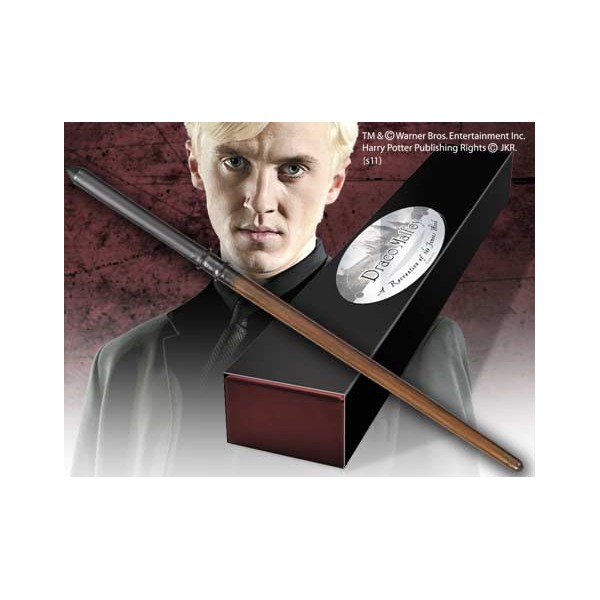 Replica the noble collection harry potter draco malfoy varita con caja y placa de identificacion