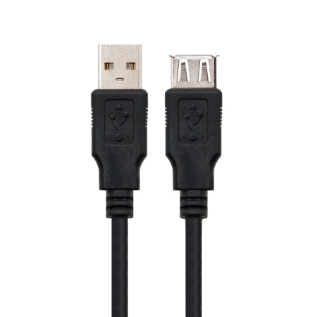 Cable Alargador USB Nanocable 10.01.0204-BK/ USB Macho - USB Hembra/ 3m/ Negro