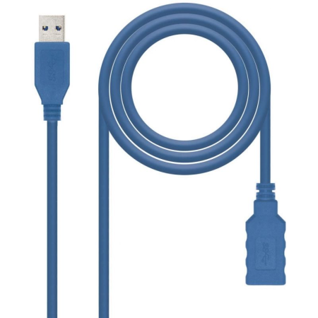 Cable Alargador USB 3.0 Nanocable 10.01.0902-BL/ USB Macho - USB Hembra/ 2m/ Azul