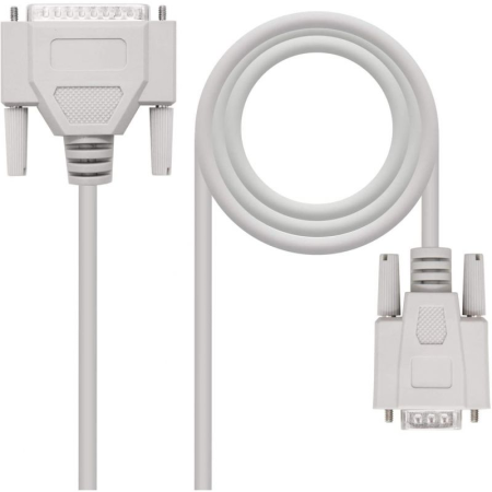 Cable Serie NULL Modem Nanocable 10.14.0802/ DB9 Hembra - DB25 Macho/ 1.8m/ Beige