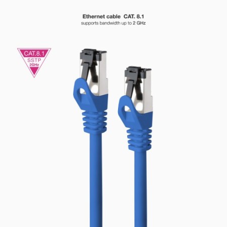 Nanocable Cable de Red Latiguillo Cat.8.1 2GHz LSZH SSTP AWG26, Azul, 2 m