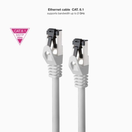 Nanocable Cable de Red Latiguillo Cat.8.1 2GHz LSZH SSTP AWG26, Gris, 5 m