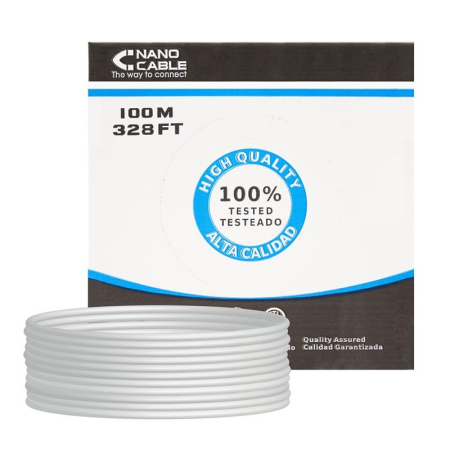 Bobina de Cable RJ45 UTP Nanocable 10.20.0502 Cat.6/ 100m/ Gris