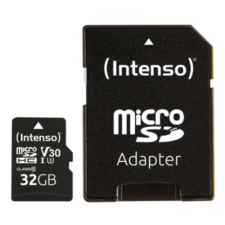Tarjeta memoria micro sd intenso 32gb profesional v30  adaptador sd