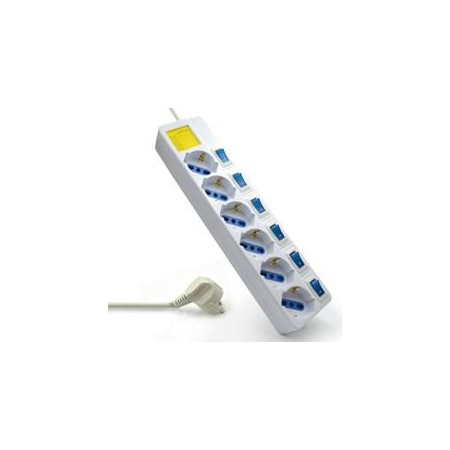 Regleta ewent 6 tomas con encendido y apagado blanco