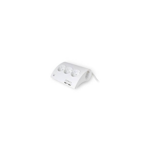 Regleta de escritorio ewent 5 tomas de corriente -  2 puertos usb -  blanco