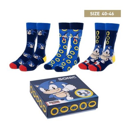 Pack calcetines 3 piezas sonic talla 40 -  46