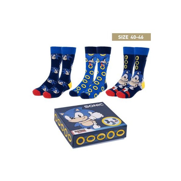 Pack calcetines 3 piezas sonic talla 40 -  46