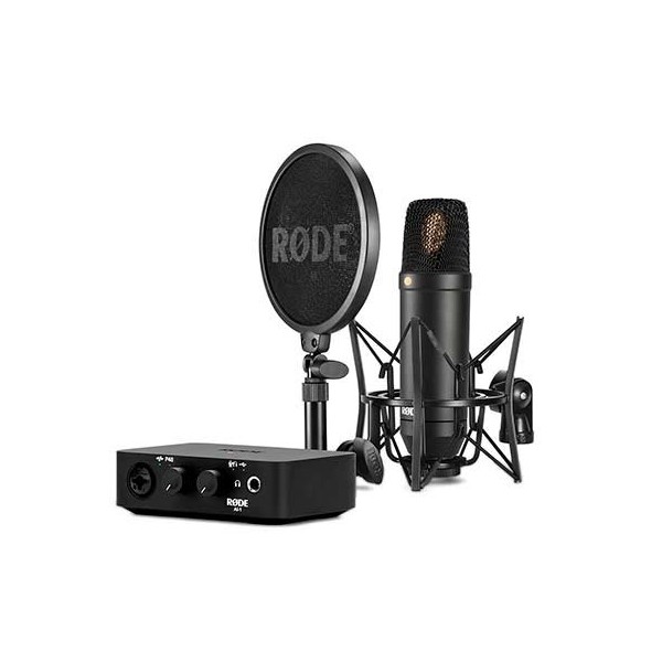 Microfono rode nt1&ai - 1 complete studio kit nt1 ai - 1 - soporte - pop filter - negro