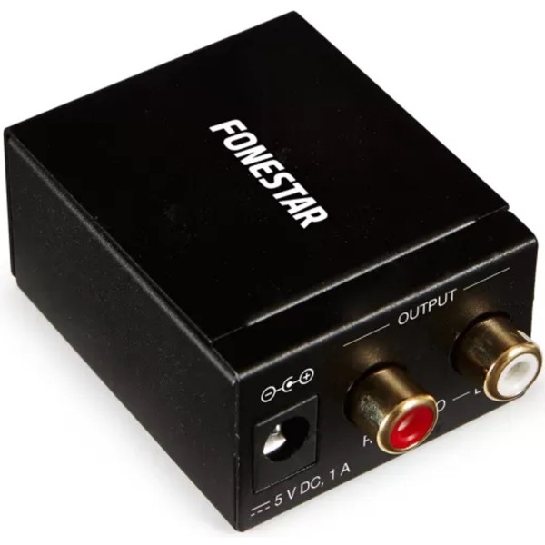 Convertidor de audio fonestar fo - 37da - audio digital en analógico - entrada óptica spdif -  coaxial spdif - salida audio esté