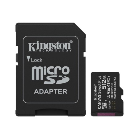 Tarjeta memoria micro secure digital sdxc 512gb kingston canvas select plus clase 10 uhs - 1  adaptador sd