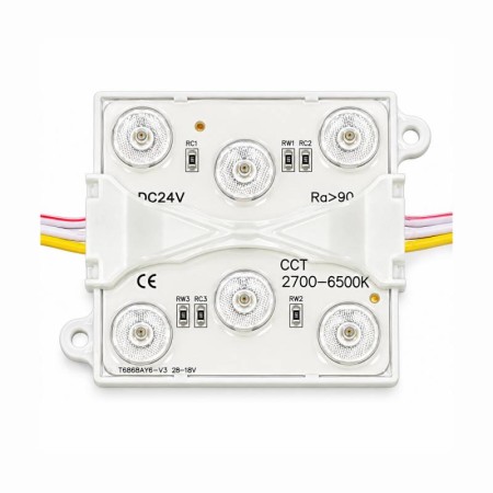 Módulo Led 68x68mm, lente 170°, DC24V, 5W, CCT, CRI a 90, P65