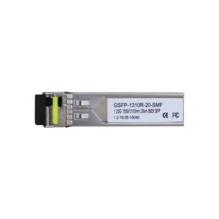 (GSFP-1310R-20-SMF) DAHUA MÓDULO ÓPTICO GIGABIT TRANSCEPTOR DE FIBRA SFP MONOMODO SM LC 1GBPS ENVÍO 1550NM RECEPCIÓN 1310NM HAST