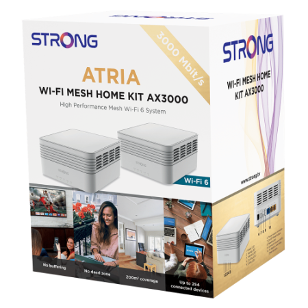 Strong MESHKITAX3000 sistema Wi-Fi Mesh (Wi-Fi en malla) Doble banda (2,4 GHz / 5 GHz) Wi-Fi 6 (802.11ax) Blanco 2 Interno