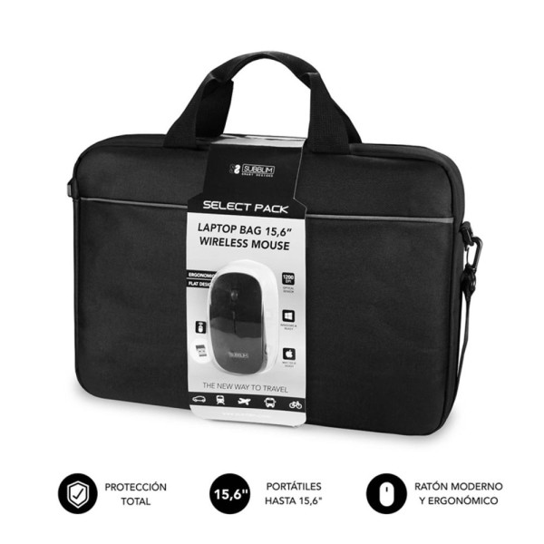 Maletin  raton subblim para portatil 15.6 pulgadas negro