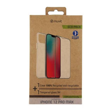 Funda muvit para iphone 12 pro max  protector pantalla vidrio templado plano marco negro